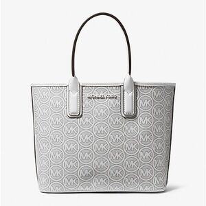 Michael Kors Jodie Small Logo Jacquard Tote Bag‎ White Black